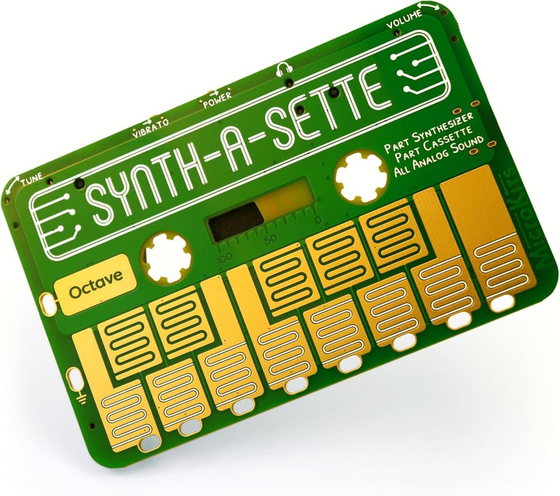 MicroKits سينث-أ-سيتي: جهاز السينث الأصلي بحجم الكاسيت. عزف الألحان أثناء التنقل مع هذا السينث الجيب أو إنشاء لوحة مفاتيح موزة خاصة بك باستخدام التوصيل. - Image 1